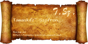 Tamaskó Szofron névjegykártya